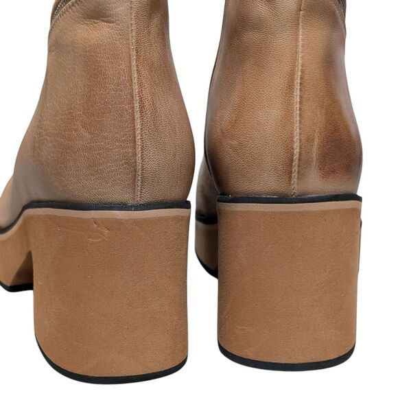 Antelope U12 Illeana leather thick heel platform ankle boot tan boho chic 38 - Picture 7 of 11